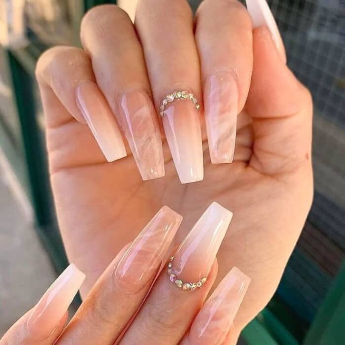 Ombre Nails with Diamonds 