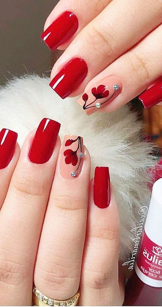 Short Red Acrylic Nails