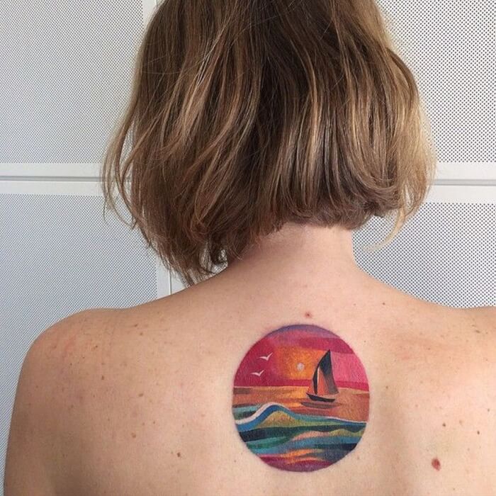 Ocean Watercolor Tattoo