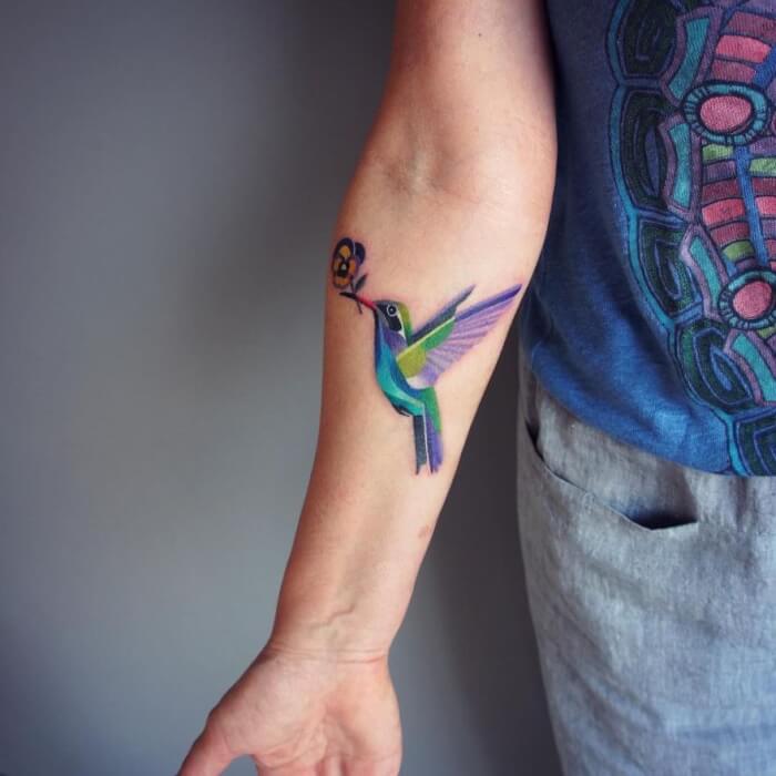 Hummingbird Watercolor Tattoo