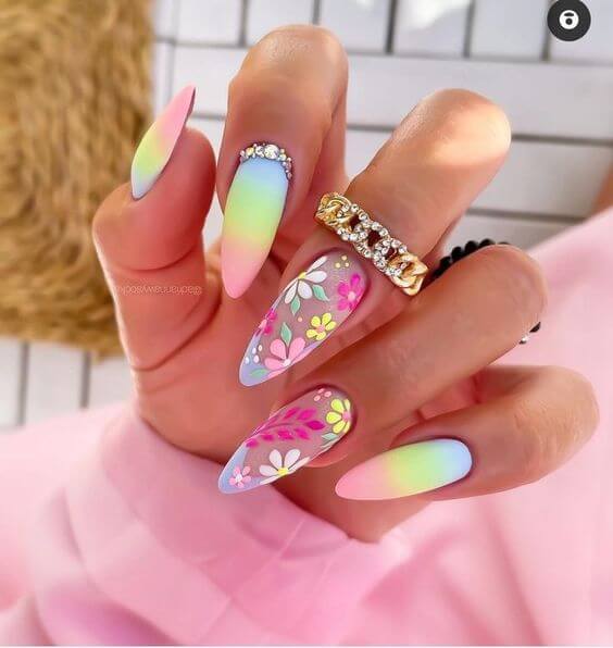 Colorful Floral Nails