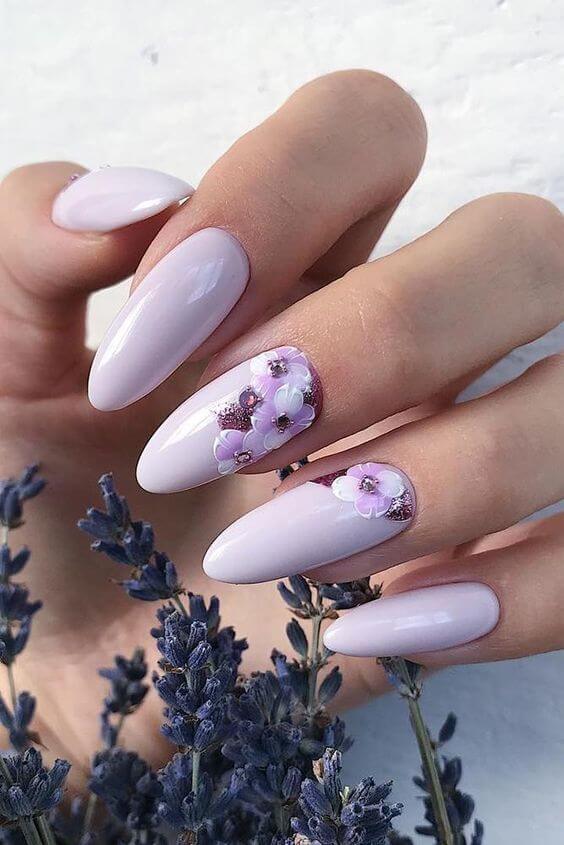 Lilac Floral Nails