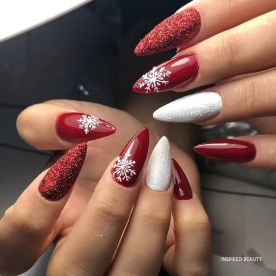 Red White And Gold Nails