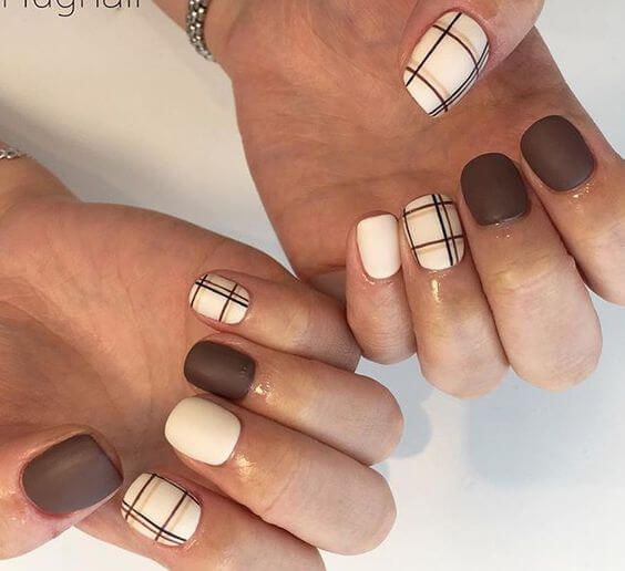 short square brown nails