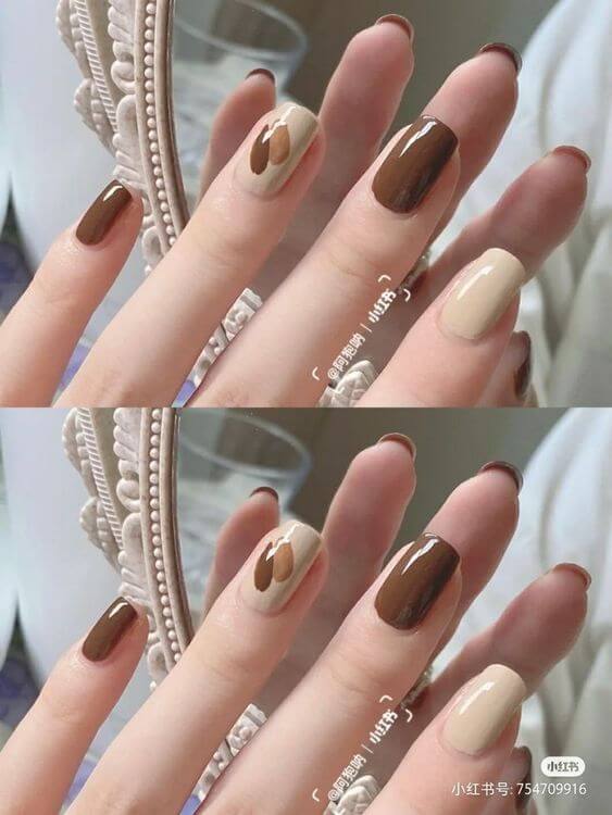 Short Coffin Brown Nails
