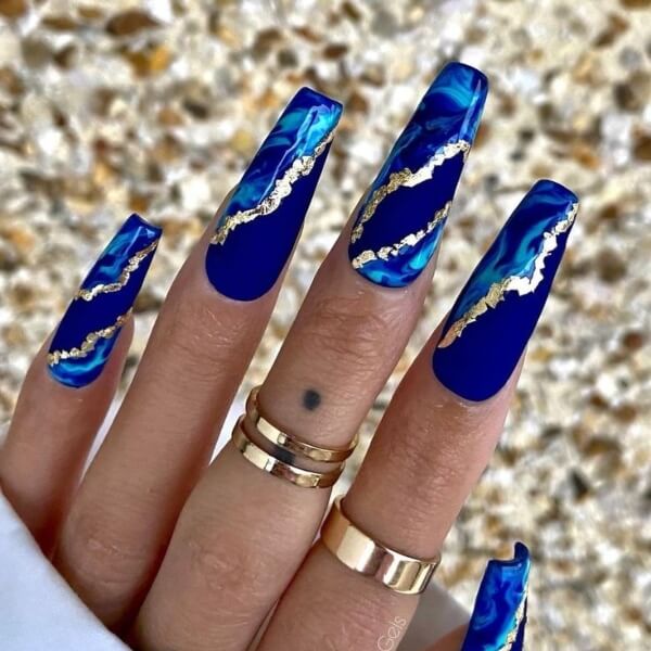 Blue Marble Nails