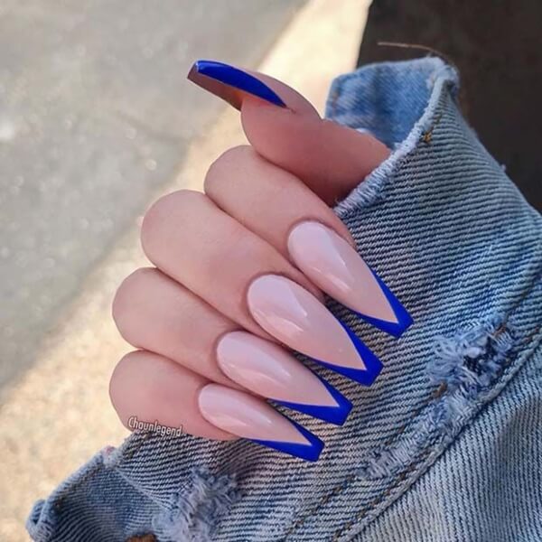 Blue Nails with Nude