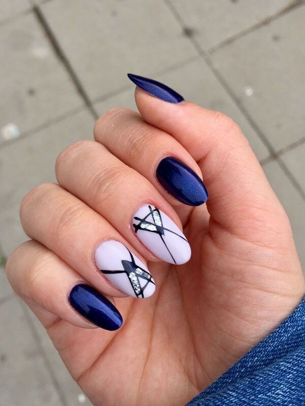 Blue Almond Nails