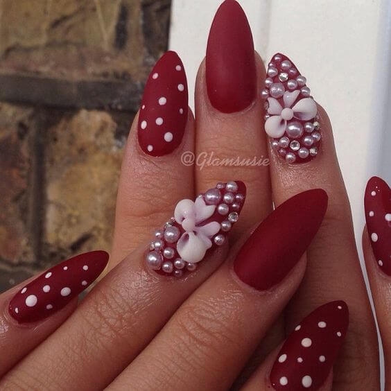 Cute Red Almond Nails
