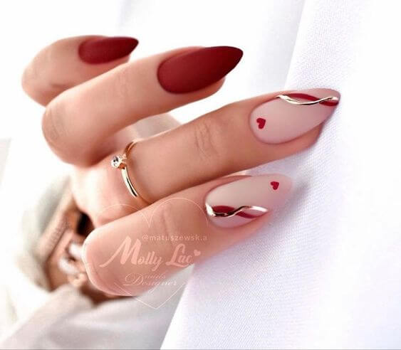 Red Almond Nails Valentines