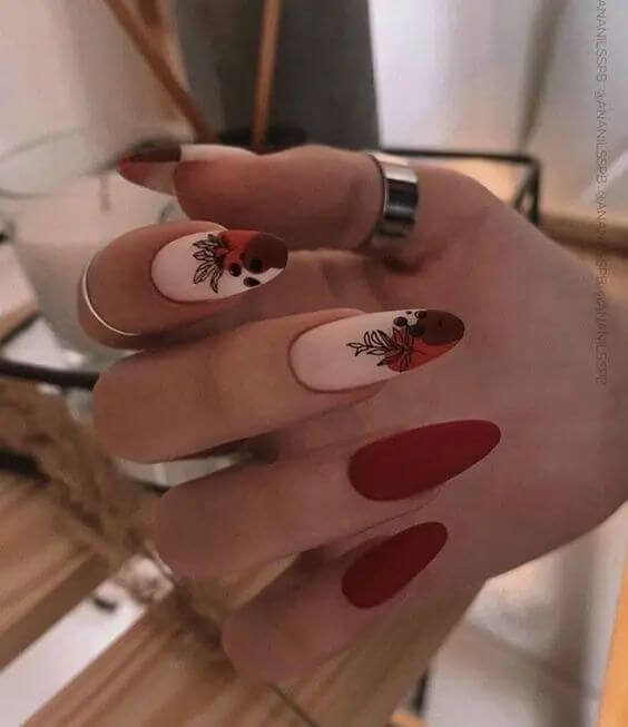 Matte Red Almond Nails