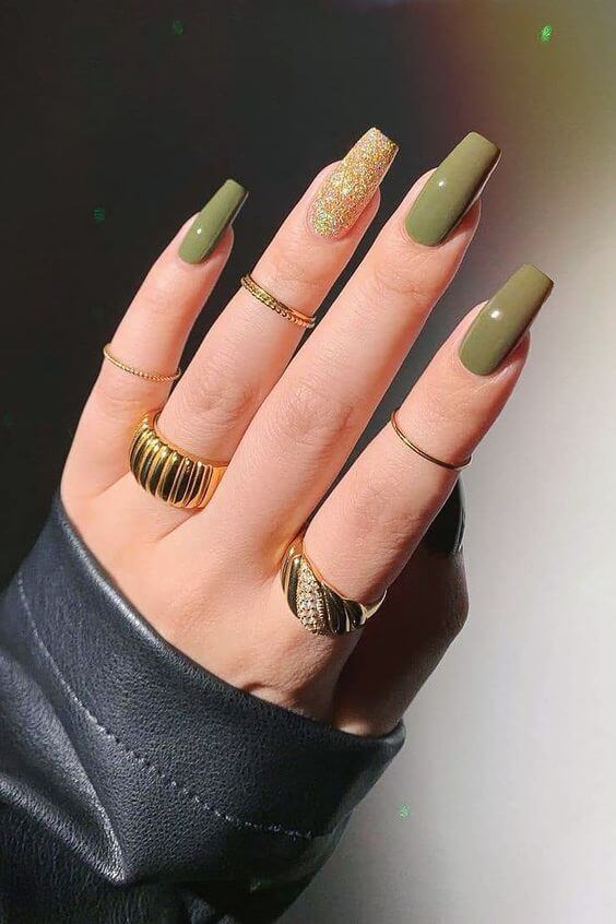 Olive Green Nails