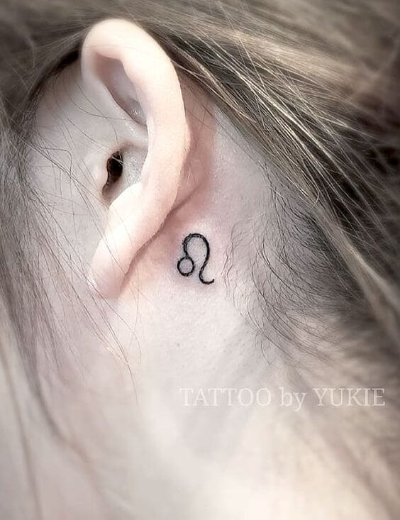 Behind The Ear Zodiac Sign Tattoo Design