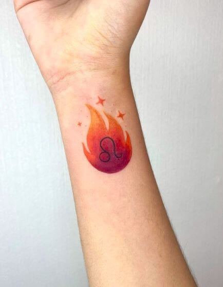 Simple Fiery Leo Tattoo Design