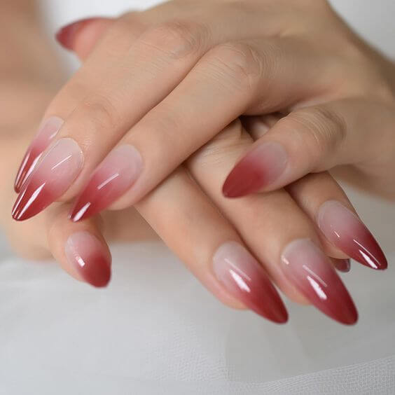 Ombre Red and White Nails 