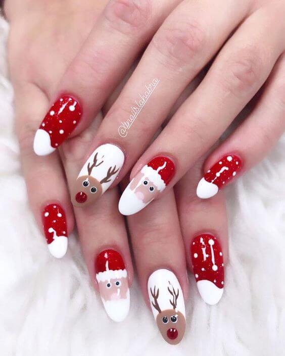 Christmas Red and White Nails