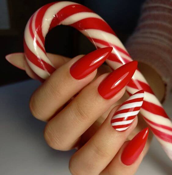 Gel Nails in Red and White