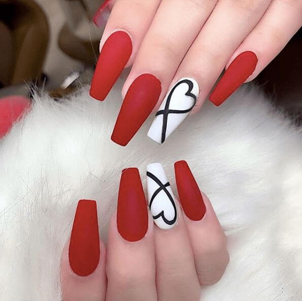 White and Red Coffin Nails