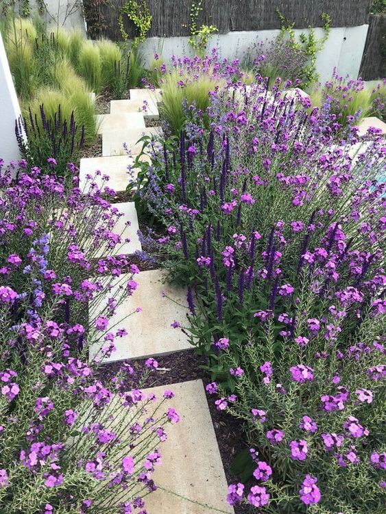 41 Stunning Yard Landscaping Ideas with Purple Plants - 271