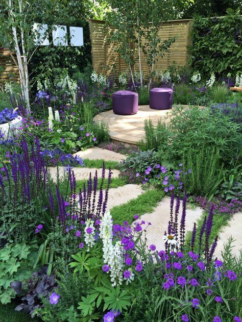 41 Stunning Yard Landscaping Ideas with Purple Plants - 299