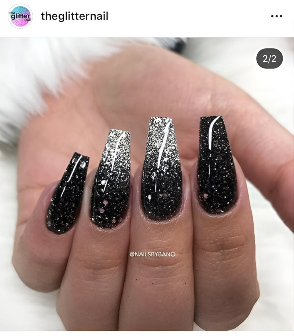 30 Mysterious And Dramatic Black Glitter Nail Designs That Are Top Glam - 219