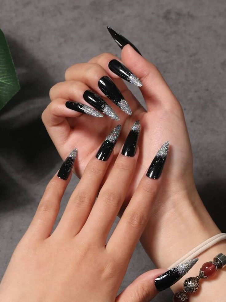 30 Mysterious And Dramatic Black Glitter Nail Designs That Are Top Glam - 241