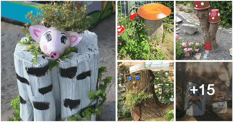 20 Creative Ideas To Turn Tree Stumps Into Garden Art Decorations
