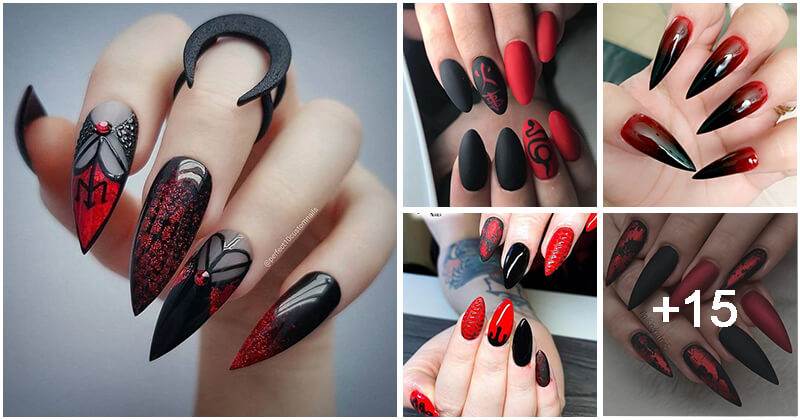 15 Awesome Red and Black Nails To Copy In 2022