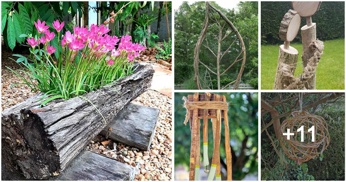 Garden Decoration Ideas By Using Branches and Logs