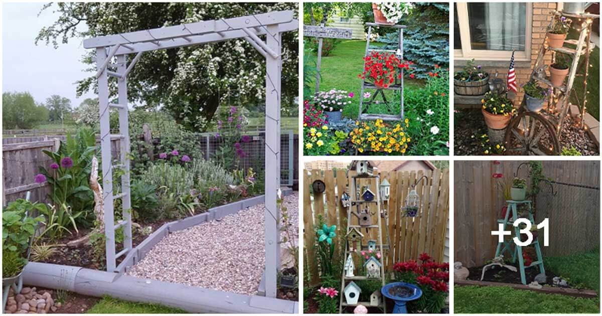 36 Stunning Landscaping Ideas Using Old Ladders