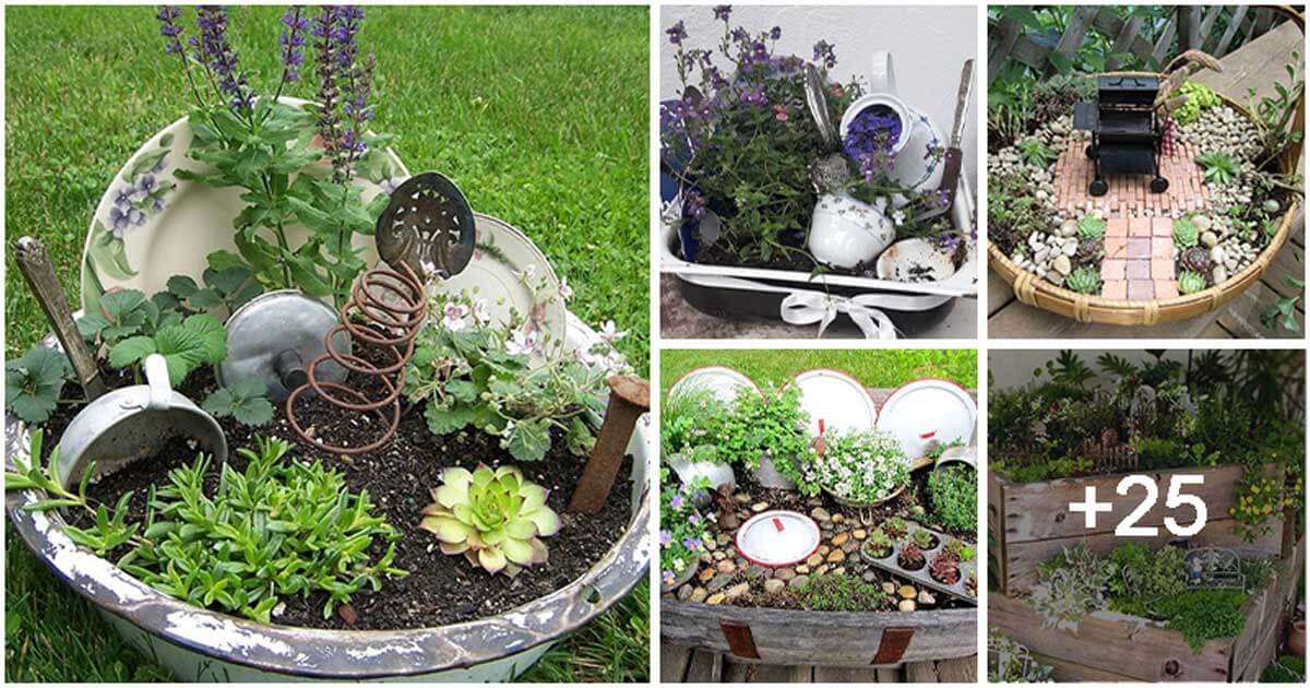 30 Recycled Miniature Junk Gardens