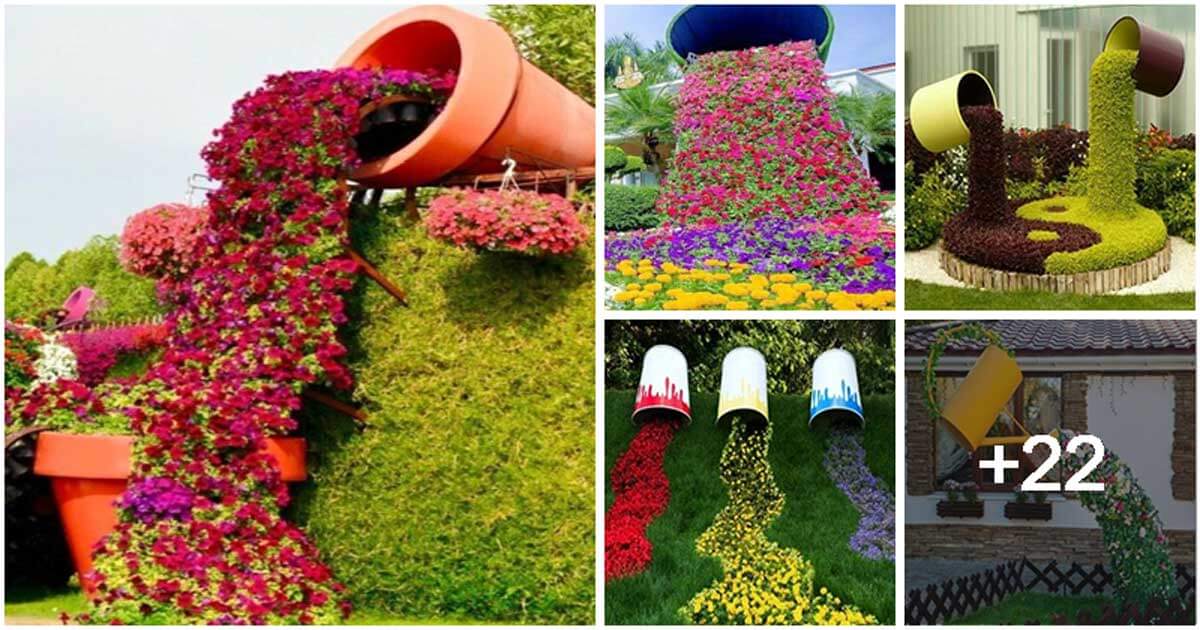 27 Stunning Spilled Flower Pot Ideas to Brighten Up Your Garden Landscape