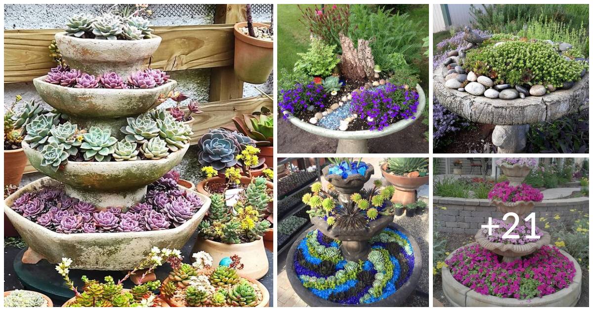 26 Unique Ways To Recycle Broken Fountains And Bird Baths Into Stunning