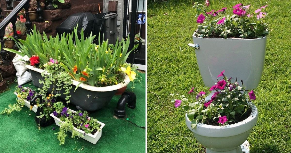 20 Inventive Planters From Broken Toilet Items