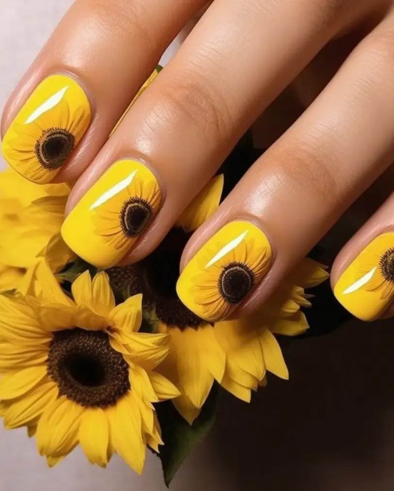 25 Trendy Summer Sunflower Nails For Beginners To Copy ASAP - 181