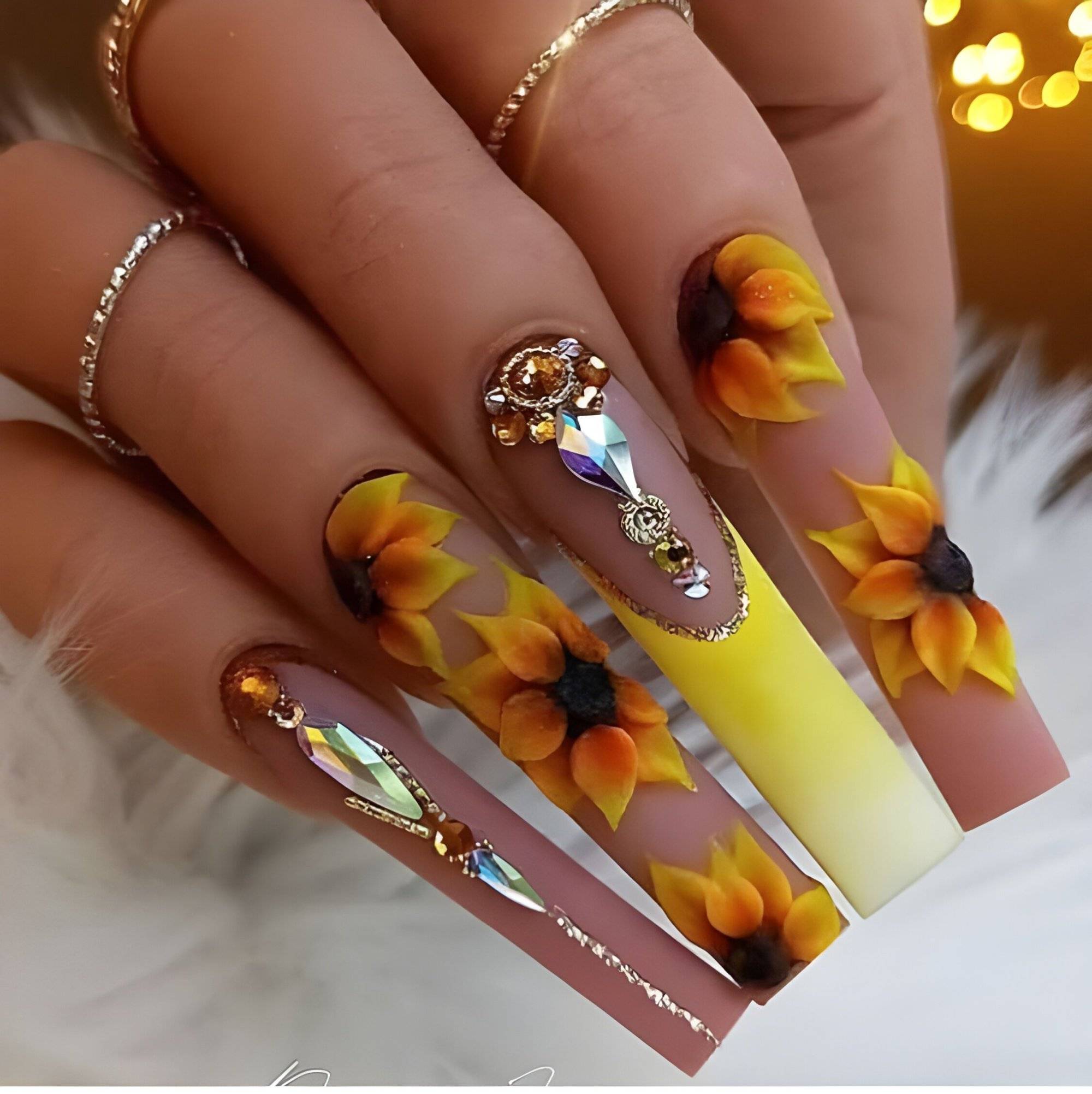 25 Trendy Summer Sunflower Nails For Beginners To Copy ASAP - 201