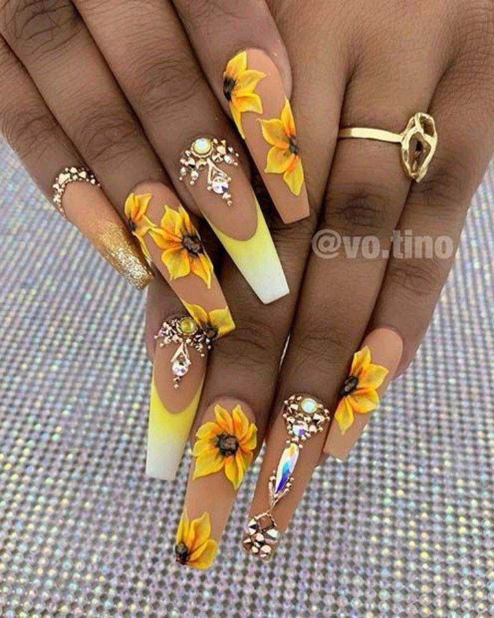 25 Trendy Summer Sunflower Nails For Beginners To Copy ASAP - 207