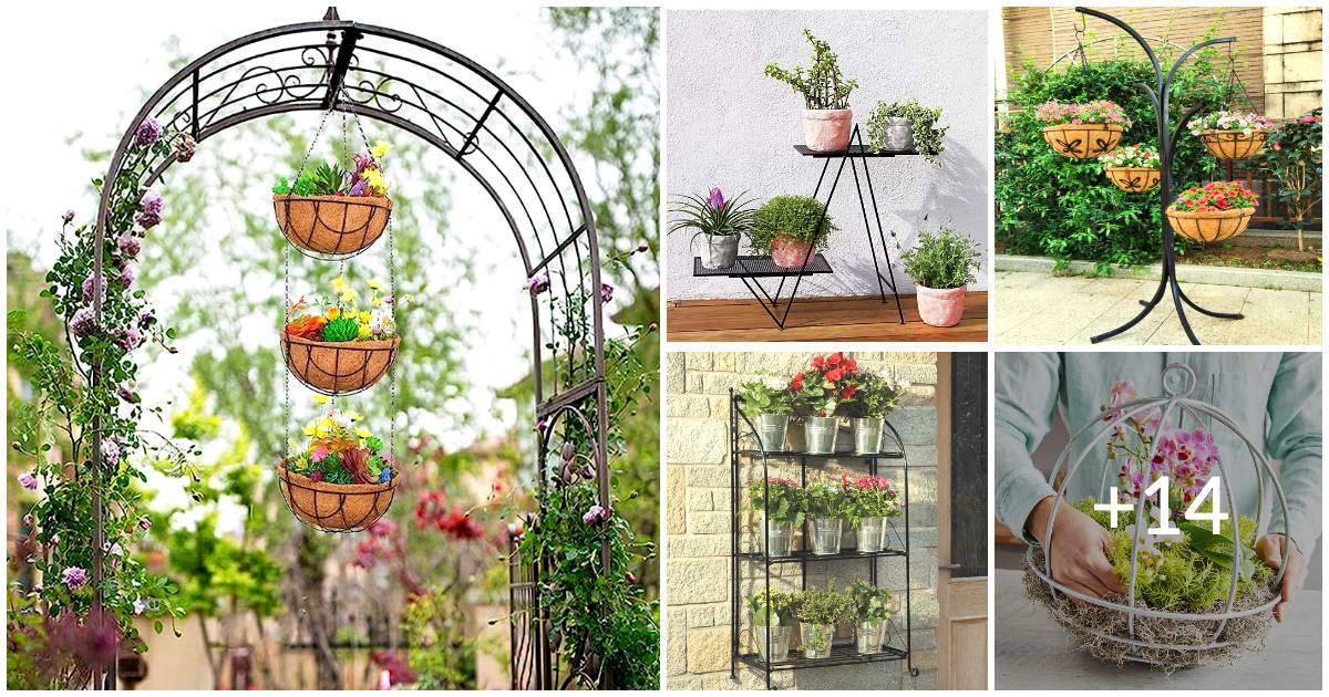 19 Inspiring Metal Flower Basket Rack Designs For Garden Enthusiasts