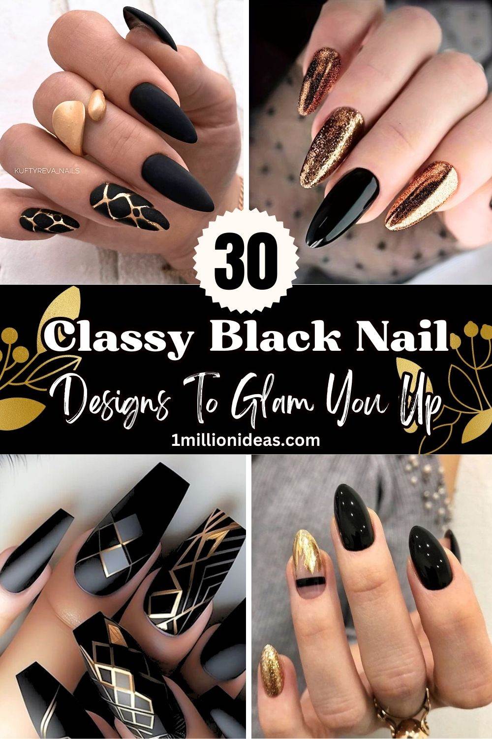 30 Classy Black Nail Designs To Glam You Up - 191