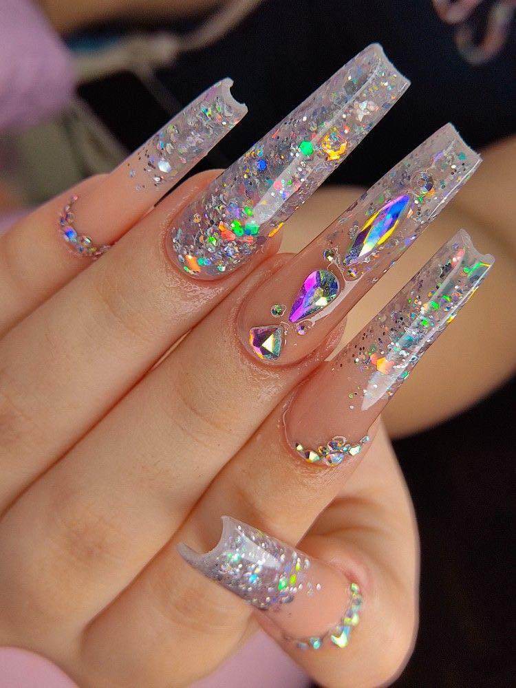 30 Bling-Bling Clear Acrylic Nails For The Ultimate Feminine Glam - 209
