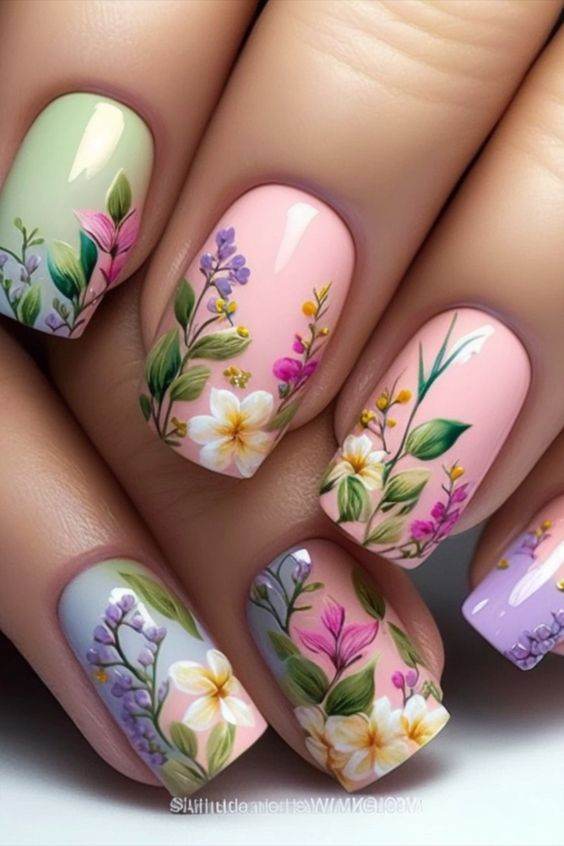 30 Gorgeous Flower Nail Designs No Pretty Girl Should Miss - 211
