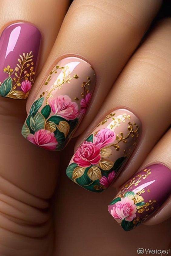 30 Gorgeous Flower Nail Designs No Pretty Girl Should Miss - 213