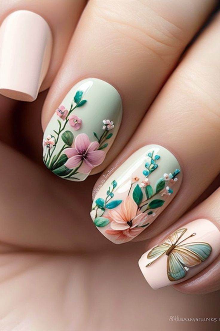 30 Gorgeous Flower Nail Designs No Pretty Girl Should Miss - 207