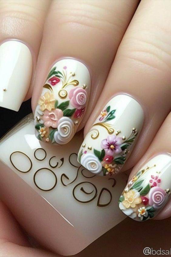 30 Gorgeous Flower Nail Designs No Pretty Girl Should Miss - 209