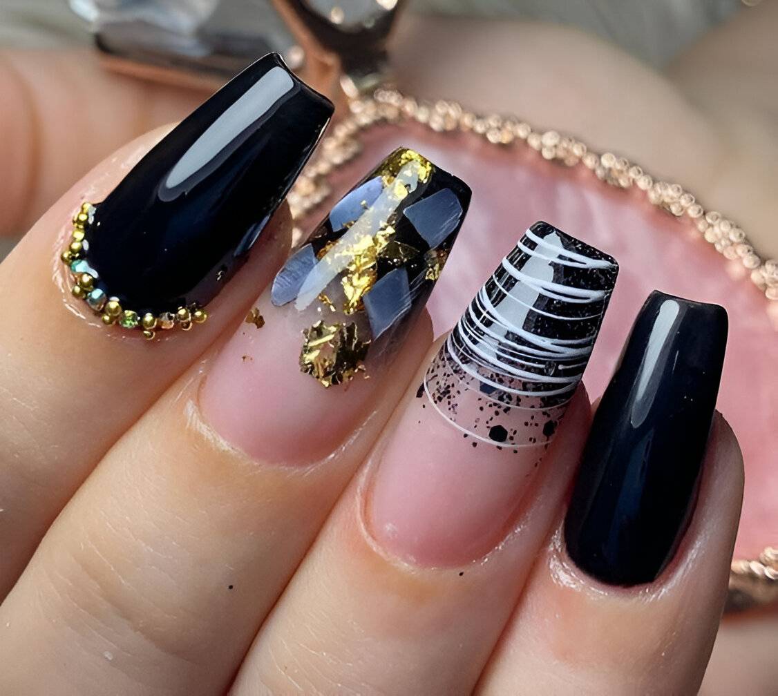 Attention Beauty Queens 30 Irresistible Black Acrylic Nail Designs