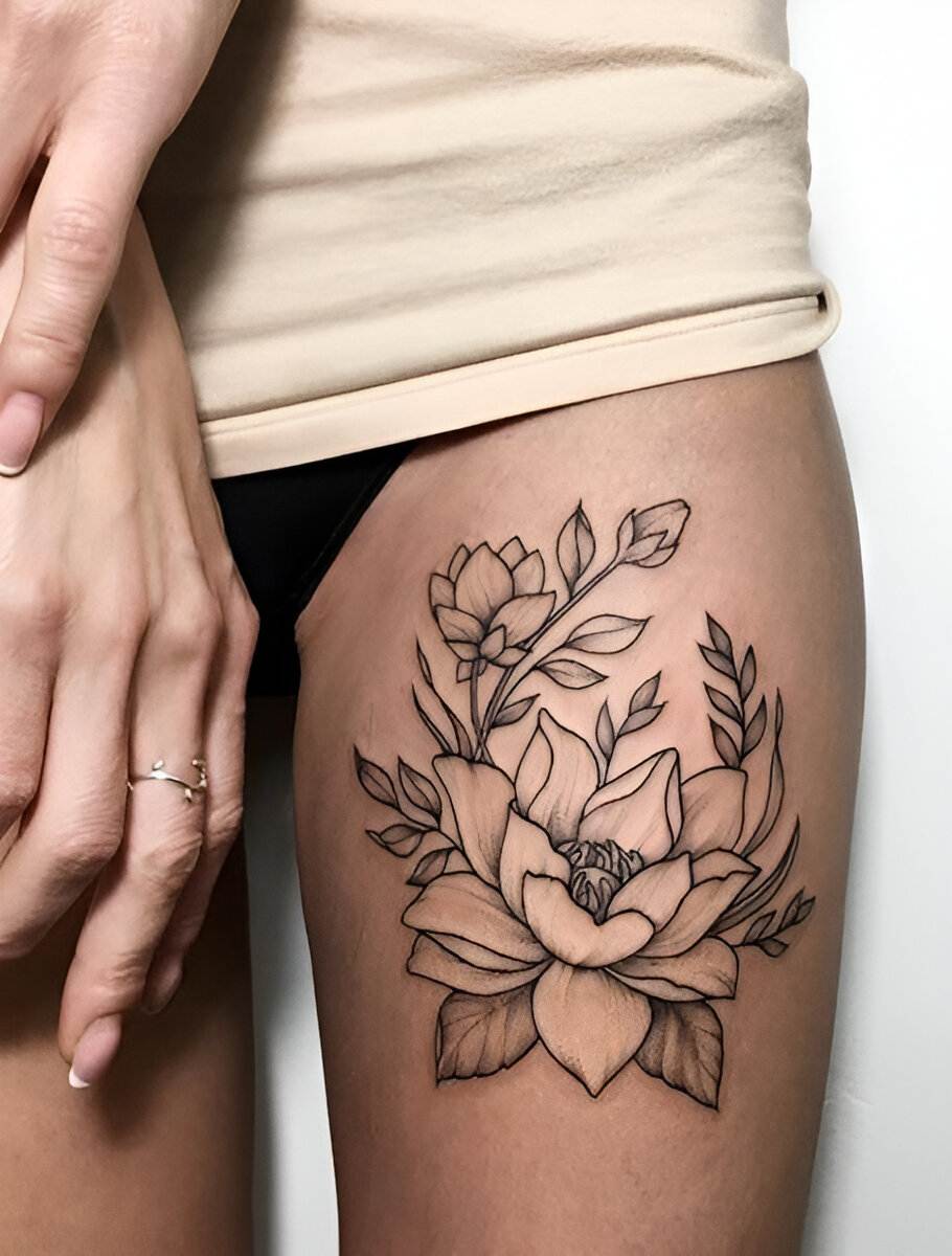 30 Elegant Thigh Tattoos To Level Up Your Sexiness And Charm 26