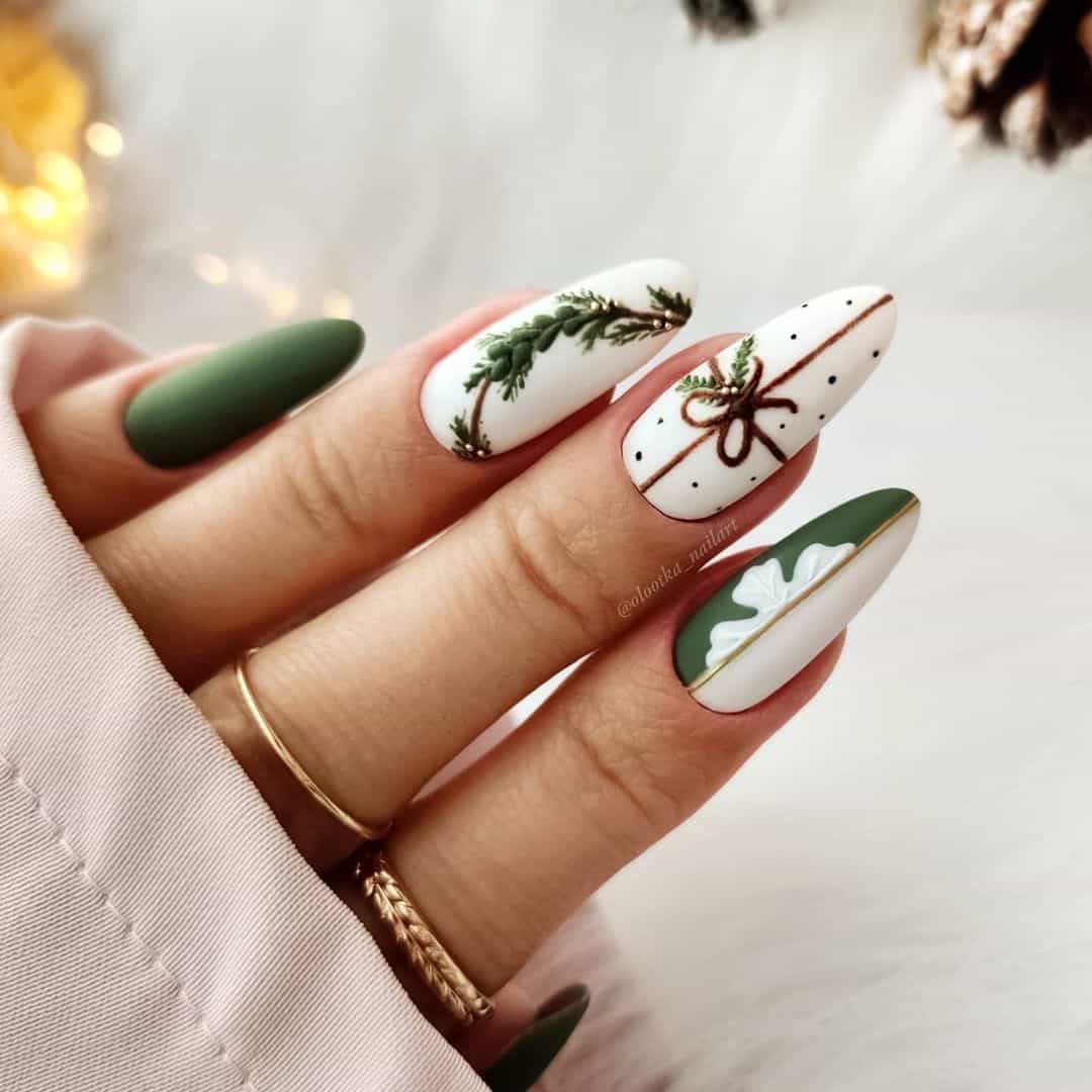 Almond Christmas Nails