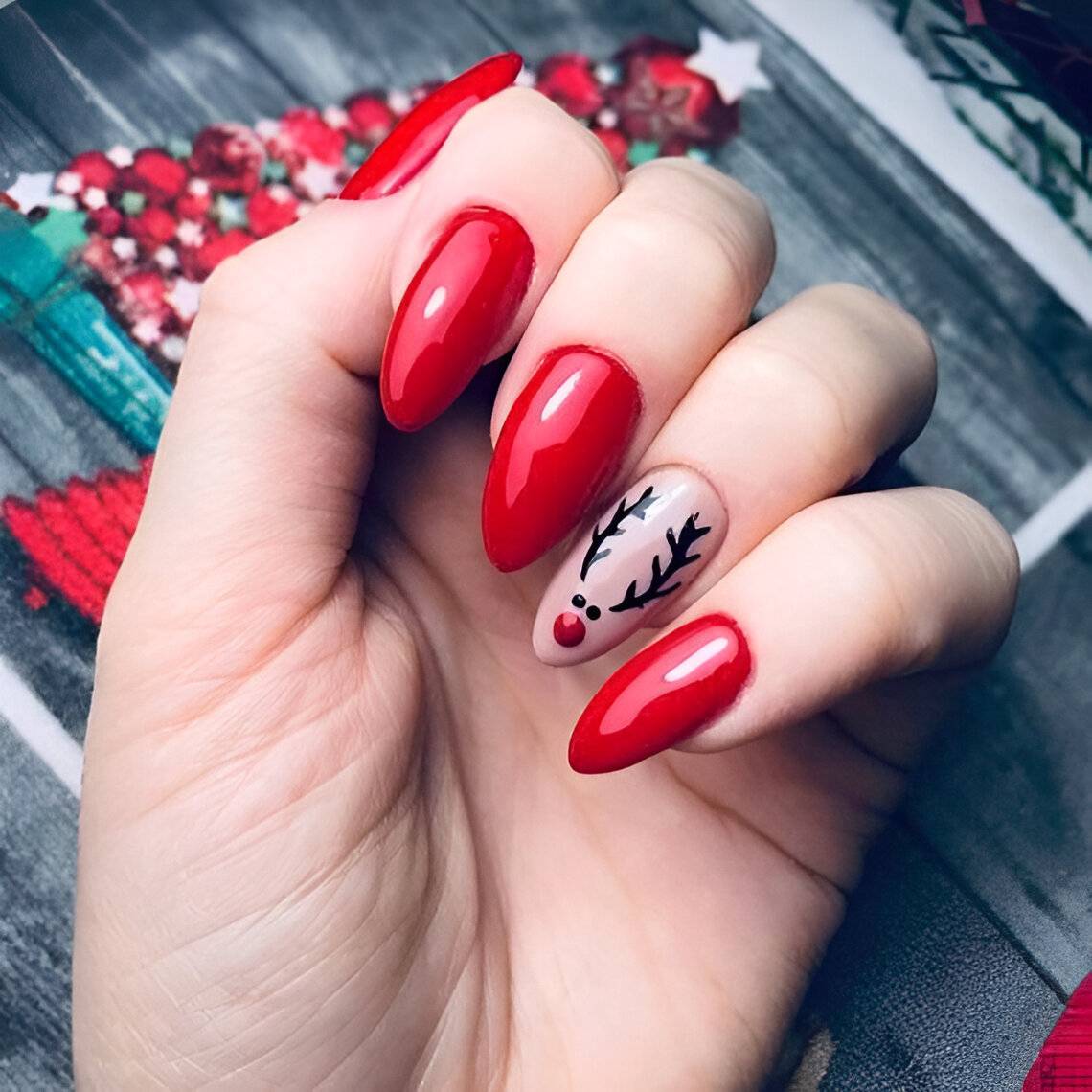 Cute Red Accent Nails