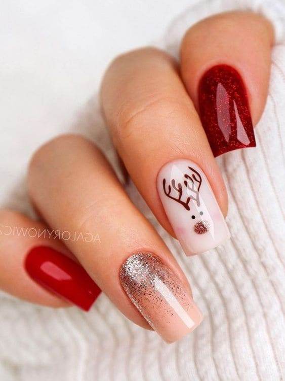 Cute Red Christmas Nails