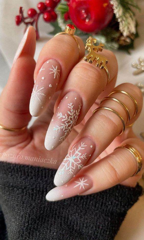 French Tips With A Snowy Twist